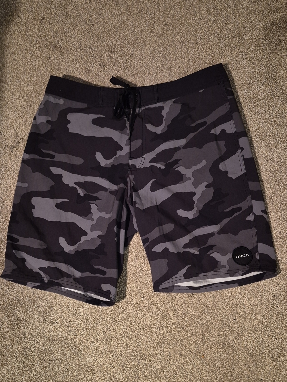 RVCA Men’s Black & Gray Camo Boardshorts